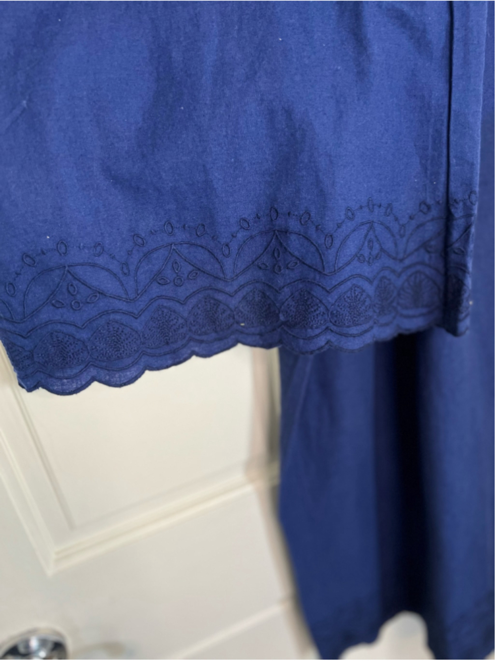 Roller Rabbit x Target Scalloped Hem Drawstring Linen Blend Pants Navy Blue - M - Picture 4 of 8